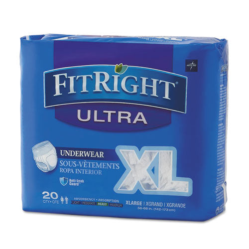 Image of Medline FIT23600A Fitright Ultra Protective Underwear, X-Large, 56" To 68" Waist, 20/pack