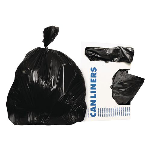 Image of Heritage H8647TK Linear Low-Density Can Liners, Super Tuf, 56 gal, 0.9 mil, 43" x 47", Black, 100/Carton