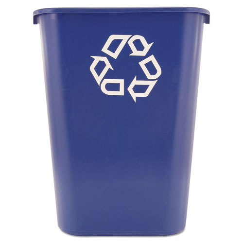 Image of Rubbermaid® Commercial FG295773BLUE Deskside Recycling Container with Symbol, Large, 41.25 qt, Plastic, Blue