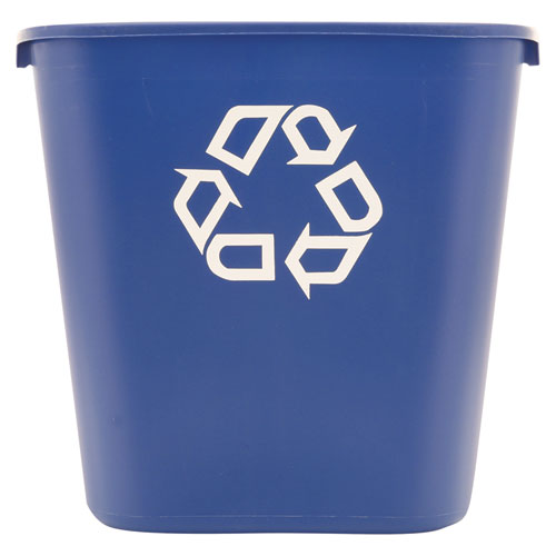 Image of Rubbermaid® Commercial FG295673BLUE Deskside Recycling Container, Medium, 28.13 qt, Plastic, Blue