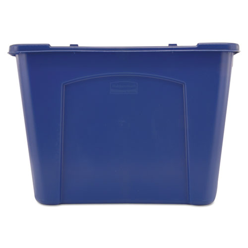 Image of Rubbermaid® Commercial FG571473BLUE Stacking Recycle Bin, 14 gal, Polyethylene, Blue