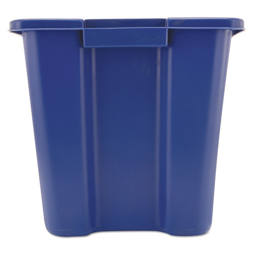 Image of Rubbermaid® Commercial FG571473BLUE Stacking Recycle Bin, 14 gal, Polyethylene, Blue
