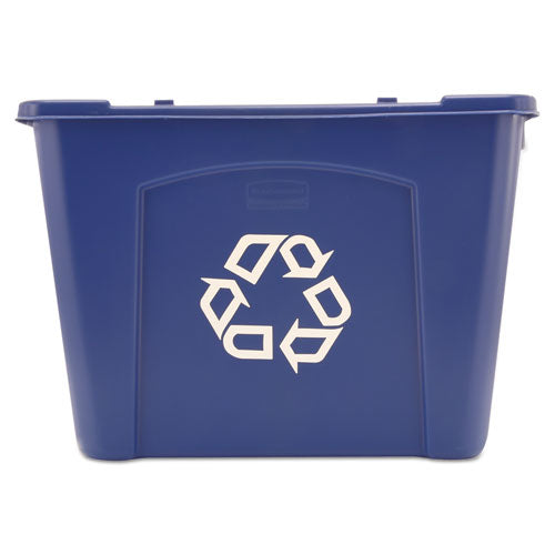 Image of Rubbermaid® Commercial FG571473BLUE Stacking Recycle Bin, 14 gal, Polyethylene, Blue