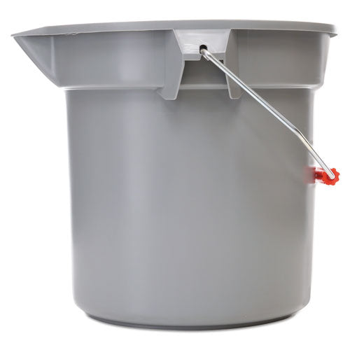 Image of Rubbermaid® Commercial FG261400GRAY 14 Quart Round Utility Bucket, Plastic, Gray, 12" dia