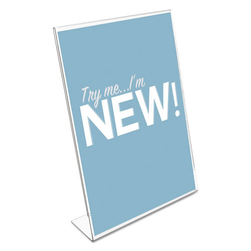 Image of deflecto® 69701 Classic Image Slanted Sign Holder, Portrait, 8.5 x 11 Insert, Clear