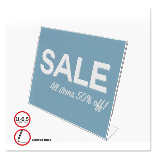 Image of deflecto® 66701 Classic Image Slanted Sign Holder, Landscaped, 11 x 8.5 Insert, Clear