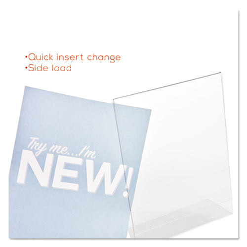 Image of deflecto® 69701 Classic Image Slanted Sign Holder, Portrait, 8.5 x 11 Insert, Clear