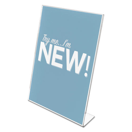 Image of deflecto® 69701 Classic Image Slanted Sign Holder, Portrait, 8.5 x 11 Insert, Clear