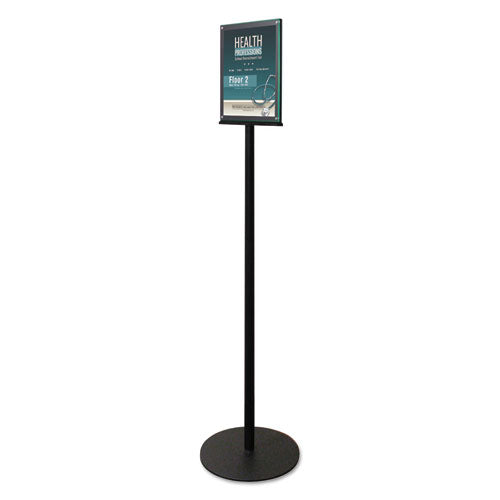 Image of deflecto® 692056 Double-Sided Magnetic Sign Display, 8.5 x 11 Insert, 56" Tall, Clear/Black