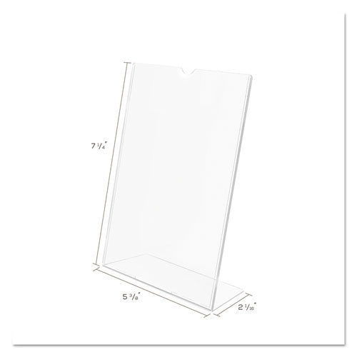 Image of deflecto® DEF590301 Superior Image Slanted Sign Holder, Portrait, 5 X 7 Insert, Clear