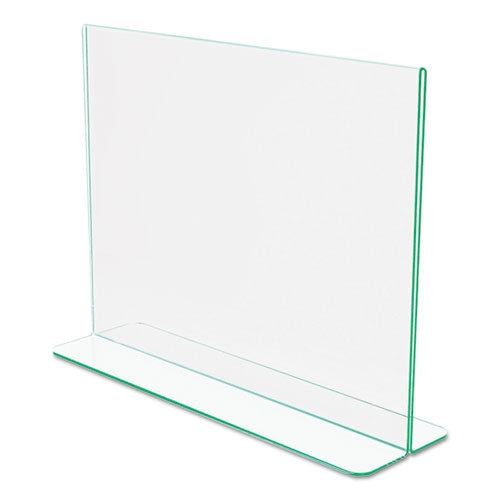 Image of deflecto® 5991890 Superior Image Premium Green Edge Sign Holders, 11 x 8.5 Insert, Clear/Green