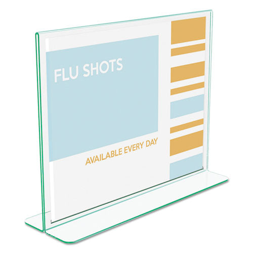 Image of deflecto® 5991890 Superior Image Premium Green Edge Sign Holders, 11 x 8.5 Insert, Clear/Green