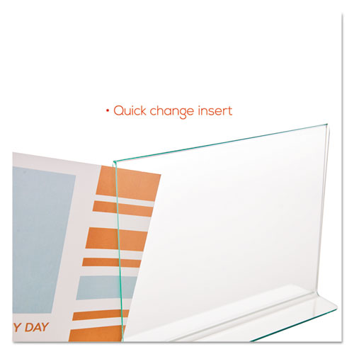 Image of deflecto® 5991890 Superior Image Premium Green Edge Sign Holders, 11 x 8.5 Insert, Clear/Green