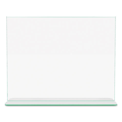 Image of deflecto® 5991890 Superior Image Premium Green Edge Sign Holders, 11 x 8.5 Insert, Clear/Green