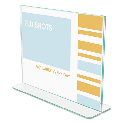 Image of deflecto® 5991890 Superior Image Premium Green Edge Sign Holders, 11 x 8.5 Insert, Clear/Green