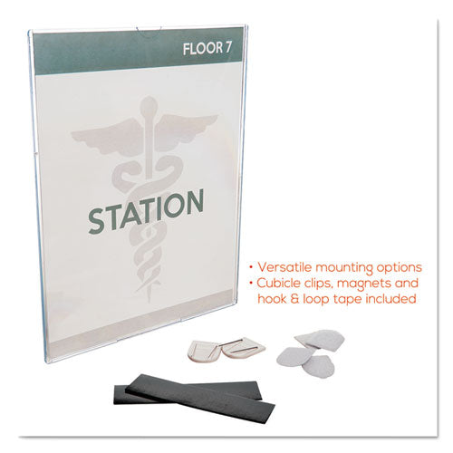 Image of deflecto® DEF588601 Superior Image Cubicle Sign Holder, 8.5 x 11 Insert, Clear