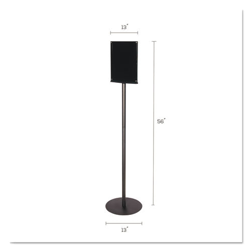 Image of deflecto® 692056 Double-Sided Magnetic Sign Display, 8.5 x 11 Insert, 56" Tall, Clear/Black