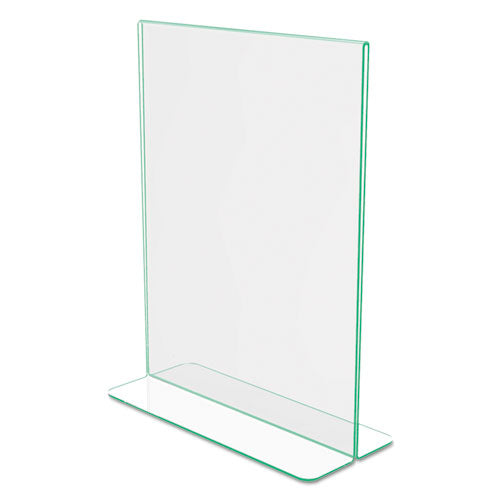 Image of deflecto® 5991790 Superior Image Premium Green Edge Sign Holders, 8.5 x 11 Insert, Clear/Green