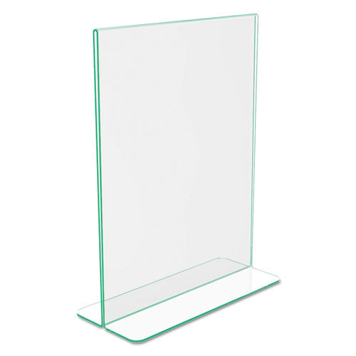 Image of deflecto® 5991790 Superior Image Premium Green Edge Sign Holders, 8.5 x 11 Insert, Clear/Green
