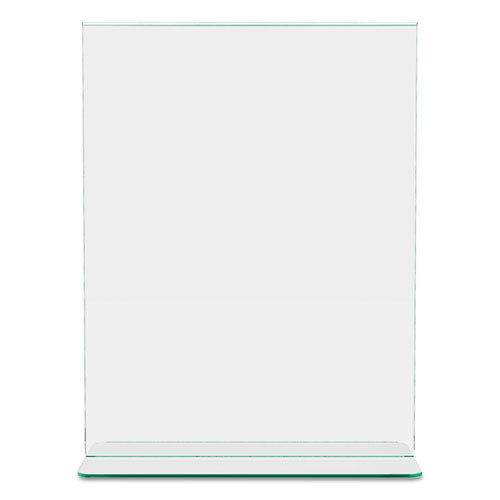 Image of deflecto® 5991790 Superior Image Premium Green Edge Sign Holders, 8.5 x 11 Insert, Clear/Green
