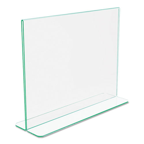 Image of deflecto® 5991890 Superior Image Premium Green Edge Sign Holders, 11 x 8.5 Insert, Clear/Green