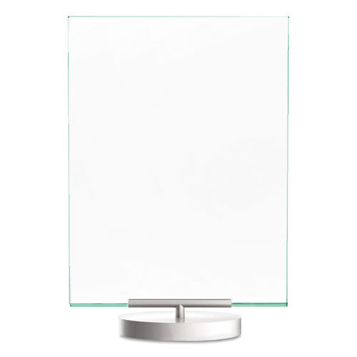 Image of deflecto® 691590 Superior Image Swivel Sign Holder w/Green Edge, 8.5 x 11 Insert, Silver Base