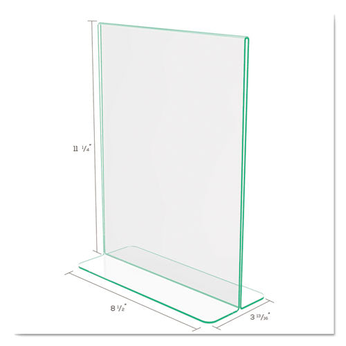 Image of deflecto® 5991790 Superior Image Premium Green Edge Sign Holders, 8.5 x 11 Insert, Clear/Green