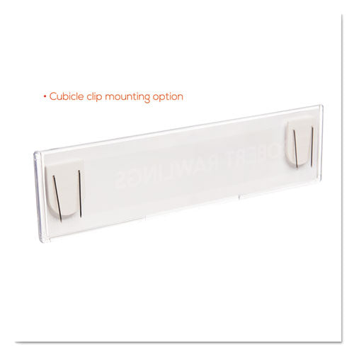 Image of deflecto® DEF587501 Superior Image Cubicle Nameplate Sign Holder, 8.5 x 2 Insert, Clear