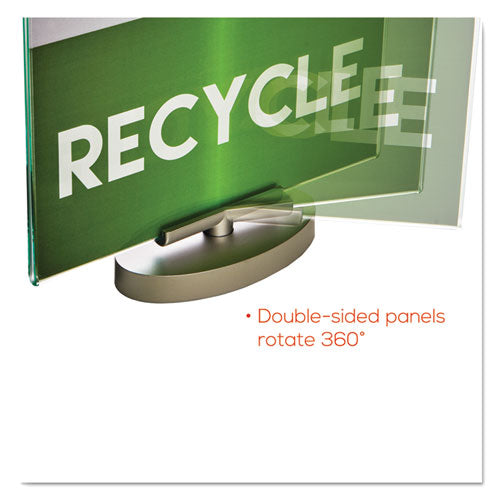 Image of deflecto® 691590 Superior Image Swivel Sign Holder w/Green Edge, 8.5 x 11 Insert, Silver Base