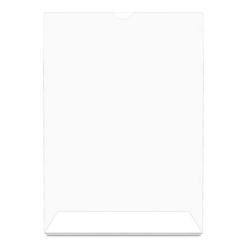 Image of deflecto® DEF590101 Superior Image Slanted Sign Holder, Top Loading, Portrait, 8.5 x 11 Insert, Clear