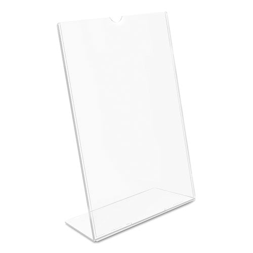 Image of deflecto® DEF590301 Superior Image Slanted Sign Holder, Portrait, 5 X 7 Insert, Clear