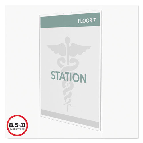 Image of deflecto® DEF588601 Superior Image Cubicle Sign Holder, 8.5 x 11 Insert, Clear