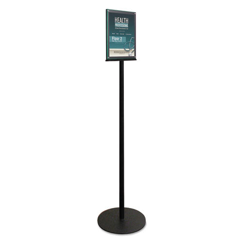 Image of deflecto® 692056 Double-Sided Magnetic Sign Display, 8.5 x 11 Insert, 56" Tall, Clear/Black