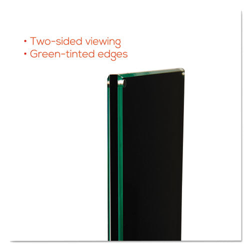 Image of deflecto® 692056 Double-Sided Magnetic Sign Display, 8.5 x 11 Insert, 56" Tall, Clear/Black
