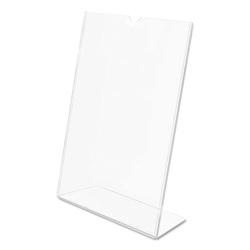 Image of deflecto® DEF590301 Superior Image Slanted Sign Holder, Portrait, 5 X 7 Insert, Clear