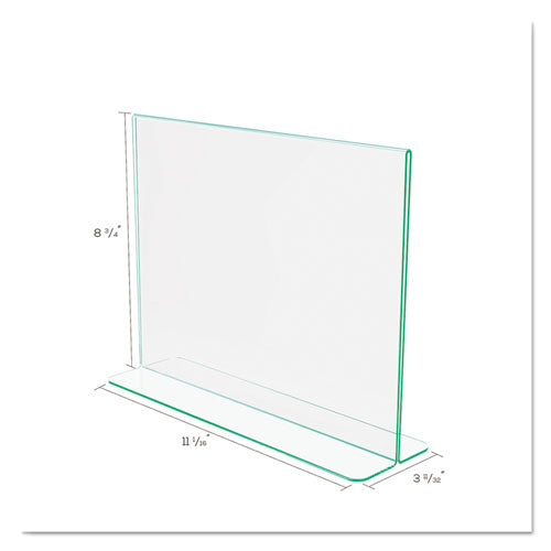 Image of deflecto® 5991890 Superior Image Premium Green Edge Sign Holders, 11 x 8.5 Insert, Clear/Green