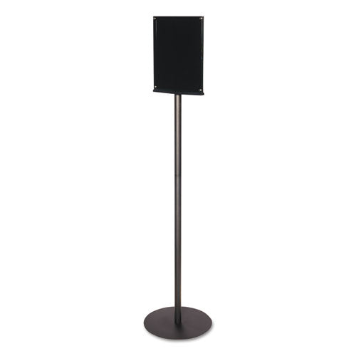 Image of deflecto® 692056 Double-Sided Magnetic Sign Display, 8.5 x 11 Insert, 56" Tall, Clear/Black