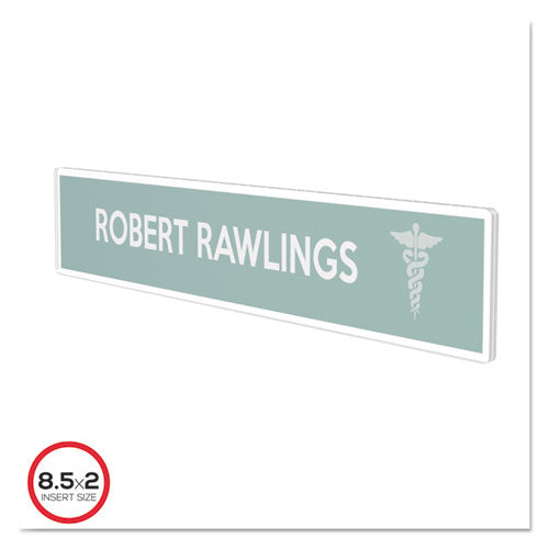 Image of deflecto® DEF587501 Superior Image Cubicle Nameplate Sign Holder, 8.5 x 2 Insert, Clear