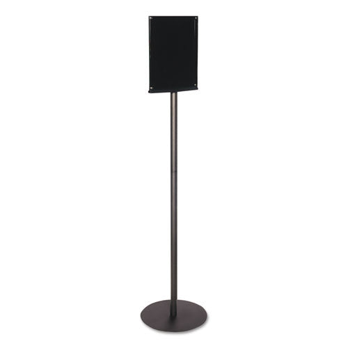 Image of deflecto® 692056 Double-Sided Magnetic Sign Display, 8.5 x 11 Insert, 56" Tall, Clear/Black