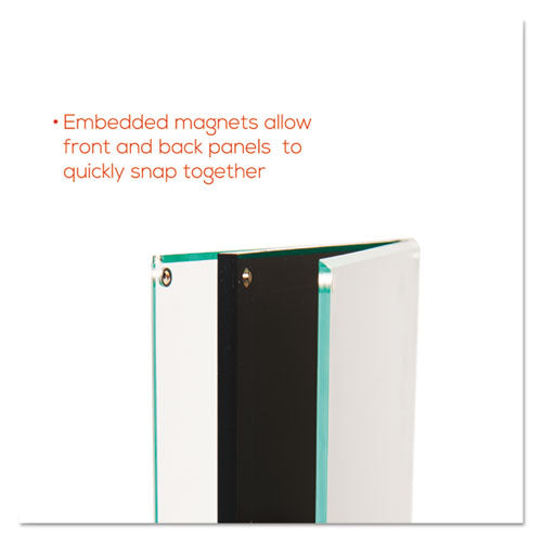 Image of deflecto® 692056 Double-Sided Magnetic Sign Display, 8.5 x 11 Insert, 56" Tall, Clear/Black