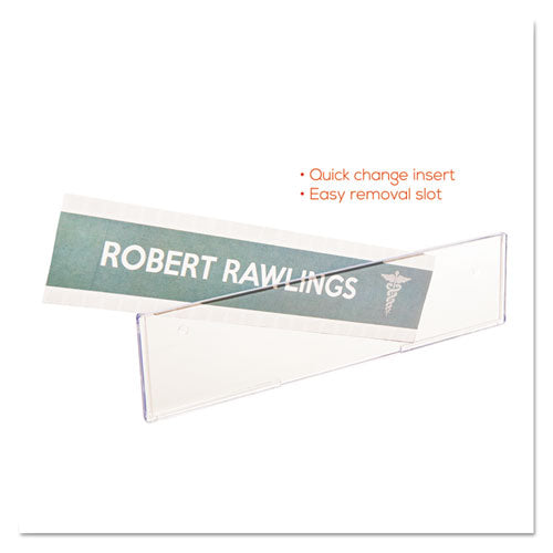 Image of deflecto® DEF587501 Superior Image Cubicle Nameplate Sign Holder, 8.5 x 2 Insert, Clear
