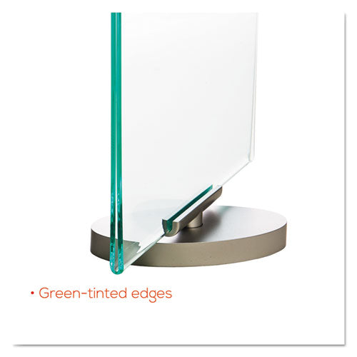 Image of deflecto® 691590 Superior Image Swivel Sign Holder w/Green Edge, 8.5 x 11 Insert, Silver Base
