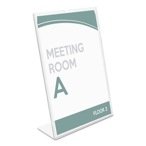 Image of deflecto® DEF590301 Superior Image Slanted Sign Holder, Portrait, 5 X 7 Insert, Clear