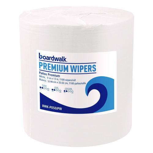 Image of Boardwalk® BWK-P050JPW Hydrospun Wipers, 9 x 13, White, 1,100/Roll