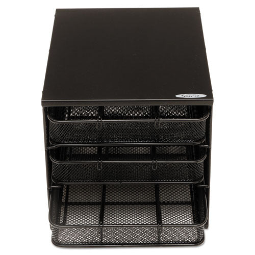 Image of Safco® 3275BL Onyx Three Drawer Hospitality Organizer, 7 Compartments, 11.5 x 8.25 x 8.25, Black