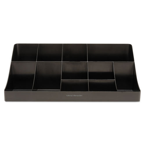 Image of Mind Reader COMORGBLK 11-Compartment Coffee Condiment Organizer, 18.25 x 6.63 x 9.78, Black