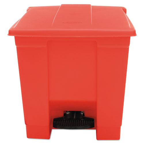 Image of Rubbermaid® Commercial FG614300RED Indoor Utility Step-On Waste Container, 8 gal, Plastic, Red