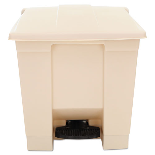 Image of Rubbermaid® Commercial FG614300BEIG Indoor Utility Step-On Waste Container, 8 gal, Plastic, Beige