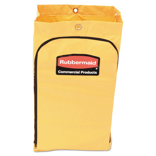 Image of Rubbermaid® Commercial 1966719 Zippered Vinyl Cleaning Cart Bag for Rubbermaid Commercial 6173-88, 24 gal, 17.25" x 10.5" x 30.5", Yellow