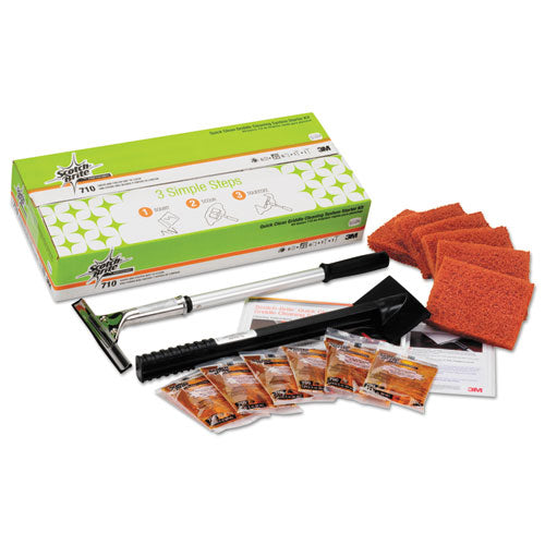 Image of Scotch-Brite PROFESSIONAL 710 Quick Clean Griddle Cleaning System Starter Kit, 4 X 5.24, Orange